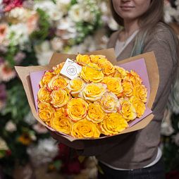 Букет из 25 желтых роз (Эквадор) 50 см High Yellow Magic