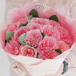 Букет из 15 розовых пионовидных роз Mayra's Pink 40 см